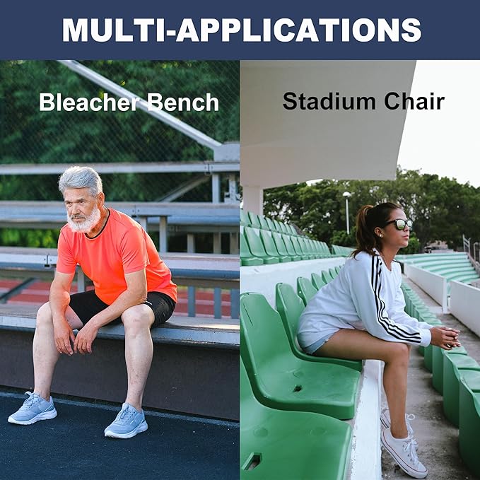 UCOMFEEL Portable Bleacher Seat Cushions with Handle, 2 Inches Thick, Waterproof Oxford Fabric, Zipper Design, Set of 2 (Blue)