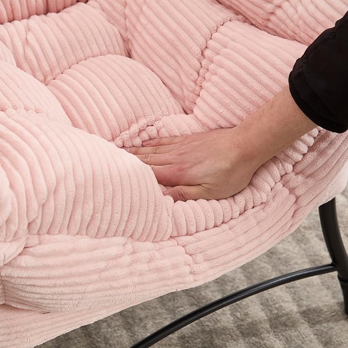 KEIKI Accent Chair with Storage & Ottoman, Flannelette Reading Corner Lazy Chair w/Steel Frame, Comfy Lounge Arm Chair W/Footrest, Leisure Sofa Armchair for Living Room, Bedroom, Easy Assembly, Pink