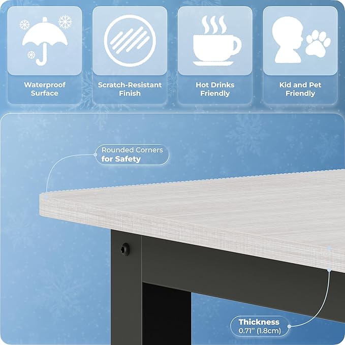 51" Home Office Desk Modern Computer Desk 51.2x23.6x29.5 inches PC Table with Thicken Frame Industrial Style Sturdy Metal Frame Furniture for Writing Gaming Grey Oak+Black