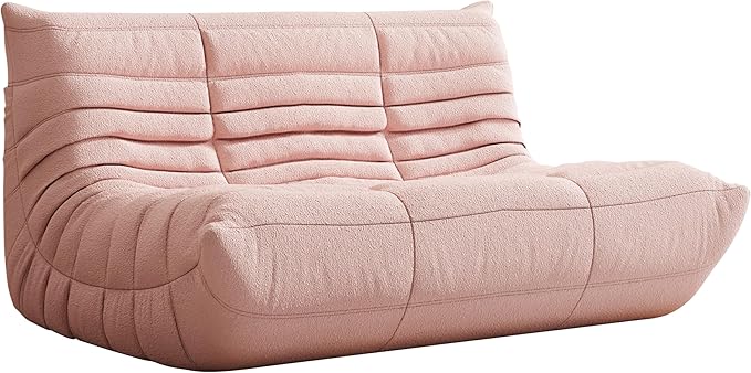 Bean Bag Chair, Fireside Chair, Large Bean Bag Chair for Adults, Bean Bag Chairs for Teens with High-Resilience Foam, Non-Slip Base Floor Lounge Sofa,Living Room (Pink, Loveseat)