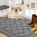 REFETONE Indoor Doormat, Front Back Door Mat 36"x60" Rubber Backing Non Slip Mats, Absorbent Washable Entrance Doormat for Entryway, Resist Dirt Low-Profile Inside Floor Mats for Muddy Shoes, Grey