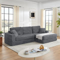 Minimalist L-Shape Modular Sectional Sofa – Corduroy Convertible Sofa Bed, Space-Saving Compressed Design