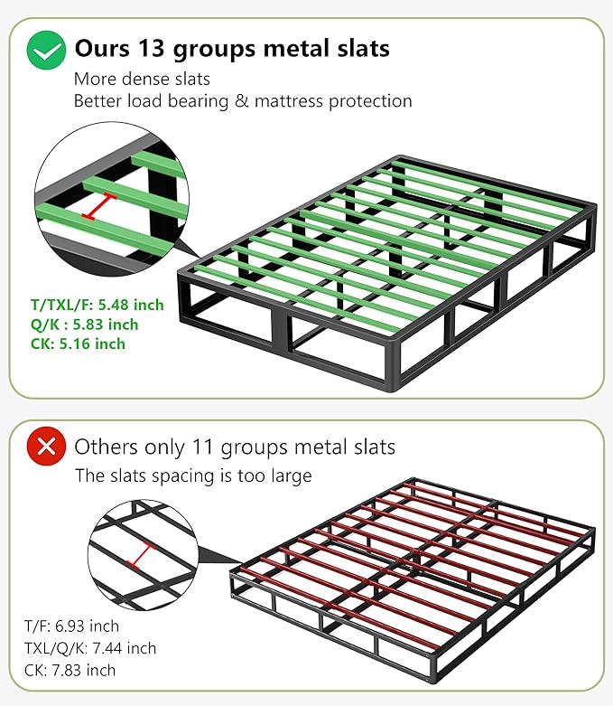 California King Box Spring,10 inch Box Spring for Cal King Bed, Heavy Duty Metal Bed Frame with Fabric Cover, 3000lbs Max Weight Capacity Bed Base Mattress Foundation, Easy Assembly, Noise Free