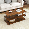 KJGKK Coffee Table, 40" Center Table with Storage Shelf, Rectangle Coffee Table, for Living Room, Toolless, Easy Assembly, Simple Style, Rustic Brown (Classic)