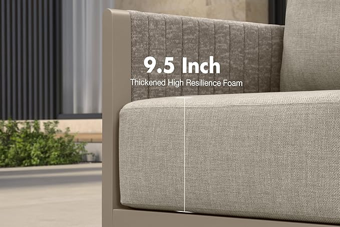 PURPLE LEAF Patio Furniture Set 13 Pieces Patio Seating Sofas Aluminum Furniture Outdoor Couch Sectional Set with Cushions and Aluminum Table Patio Conversation Sets Beige