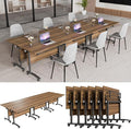 Conference Table, Modern Folding Meeting Tables with Flip Top, Mobile Podcast Table with Four Locking Wheels, Large Training Table for Meeting Room, Office, Classroom (6, A, 61in)