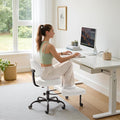 Furmax Ergonomic Criss Cross Legged Office Chair with Wheels, 360°Swivel Adjustable Height Kneeling Desk Chair with Footrest for ADHD, Yoga, Meditation, Home Office (Leather, White)