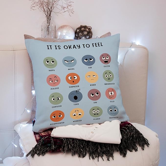 Nogrit Counseling Office Must Haves Blue Pillow Cover, Calming Corner, Mental Health Pillowcase Decor for Home Kids,Mental Health Counselor Gifts, Calming Corner Pillow Covers 24x24