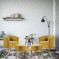 DAZONE Accent Chairs Set of 2 Mid Century Modern Chair with Ottoman Comfy ArmChair Footrest Set Comfortable Living Room Chairs Upholstered Barrel Club Tub Chair for Bedroom Reading Room Mustard Yellow