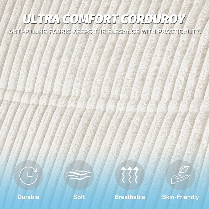 Bean Bag Chair,Giant Beanbag Chairs for Adults,Comfy Large Fireside Chair Lazy Sofa,Corduroy Bean Bag Lounger with Memory Foam Filled,Floor Sofa Couch for Home,Dorm,Living Room (Beige)