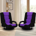 ACIPENSER Swivel Gaming Chair Multipurpose 2PACK Floor Gaming Chair for Playing Video Games, TV, Reading w/Armrest Lumbar Support & 6 Adjustable Postion Backrest for Adults & Kids,Purple