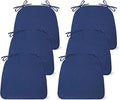 Chair Cushions for Dining Chairs Set of 6, Non Slip Kitchen Chair Pads, 17" x 16" x 2", Indoor Dining Chair Cushions with Ties, D-Shaped Seat Cushions for Kitchen Chairs, Navy Blue