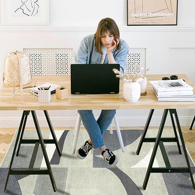 Office Chair Mat for Hardwood Floor, 60"x45" Easy Glide Computer Desk Mat Protector for Rolling Chair Under Desk Rug Nonslip Backing, Machine Wash, (Modern)