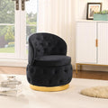 Barrel Chair with Storage, Velvet Round Armchair with Wheels, Soft Tufted Upholstered Easy Chair Tub Chair for Small Space, Living Room, Bedroom, Office, Waiting Room (Black)