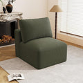 31" Modular Middle Seat Cloud Couch Extension, Armless Memory Foam Boneless Chair, Cozy Upholstered Corduroy Frameless Single Seat, No Assembly Required Accent Chair for Living Room Bedroom, Green