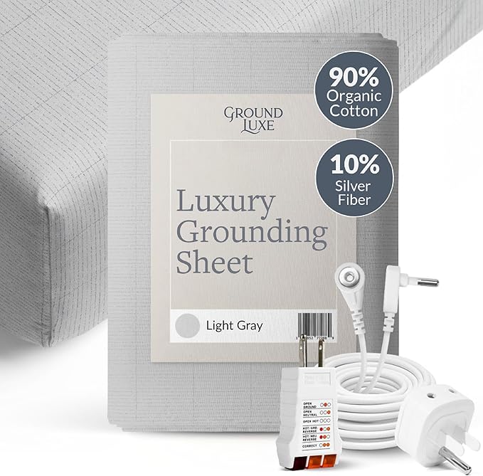 GroundLuxe Organic Fitted Grounding Sheet in Light Gray for a Twin XL Size Bed