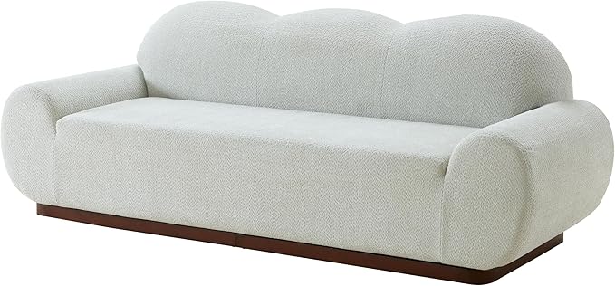 Christopher Knight Home Zera 88" Comfy Boucle Upholstered Cloud Couch, 3-Seater Sofa Couches, Low Profile Home Sofa Living Room with Round Arm, Sturdy Wooden Frame Lounge Chair Indoor, Light Green