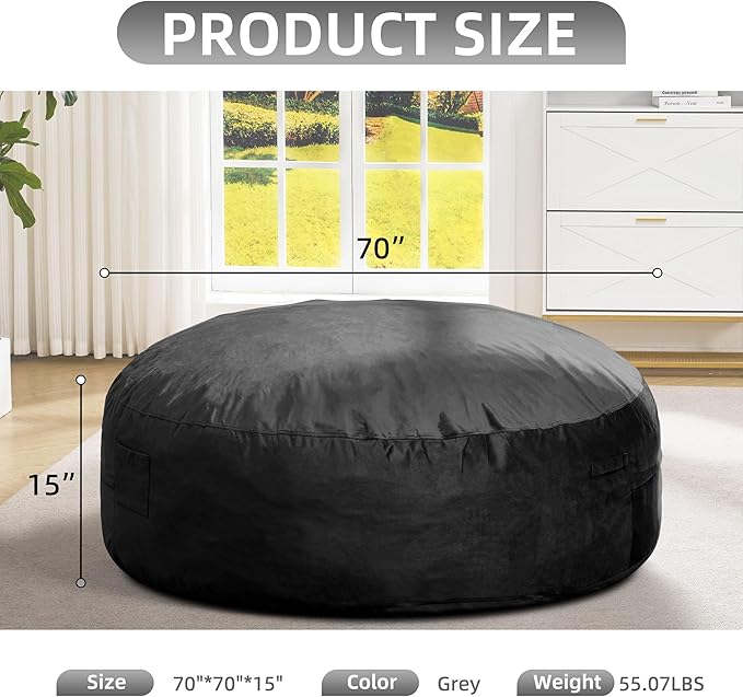 Hobestluk Bean Bag Chair 6Ft Giant Bean Bag Chairs for Adults Large Bean Chairs with Removable Cover,Big BeanBag Chairs for Living Room, Bedroom