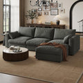 Cloud Modular Sectional Sofa Couch with Storage Ottoman, 99" Oversized Sectional Couches for Living Room, Cloud Modular L-Shaped Sofa with Chaise, 4 Seater, Chenille, Dark Gray