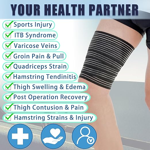 Zuscot 1 Pcs Hamstring & Thigh Compression Wrap, Adjustable Thigh Compression Brace, Quad Support for Men and Women, Versatile Compression Bandage for Knee, Calf, Arm