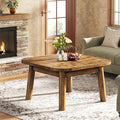 TRIBEWOOD Solid Wood Square Coffee Table, 31.5-Inch Farmhouse Center Table with Rounded Corners, for Living Room, Office, Apartment, Small Places, Easy Assembly, Rustic Brown