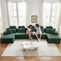 171" U-Shaped Cloud Modular Sectional Sofa with Chaise & Headrest, Boneless Deep Seat Plush Corduroy Couches for Large Living Room, No Assembly Required (Green, 171" U-shapred Chaise)