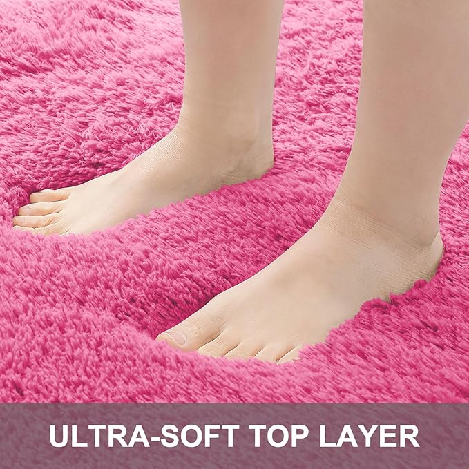 OLANLY 6x9 Machine Washable Large Area Rugs for Living Room, Bedroom, Soft Fluffy Shaggy Bedside Rug, Indoor Floor Carpet for Kids Girls and Boys, Dorms, Nursery, Home Decor Aesthetic, Hot Pink