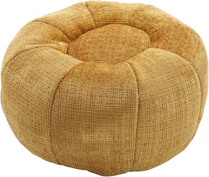 HOMEFLEX Modern Bean Bag Chair for Adults, Comfy Reading Nook Seating with Pillow, Round Chairs with Ottoman, Leisure Single Sofa, Ideal for Living Room, Bedroom, Apartment (Yellow)