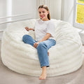 Hobestluk Bean Bag Chairs Beanbag Chair with Filler Adult Bean Bags with Fluffy Ripple Cover, Giant Bean Bag Chairs for Adults (White, 4FT - 44" x 44" x 24")