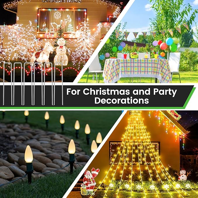 200 Pack 6 Inch Landscape Staples 11 Gauge Heavy Duty Galvanized Garden Stakes, U-Shaped Ground Pins for Weed Barrier Fabric, Drip Irrigation Tubing, Sod, Lawn & Christmas Outdoor Decorations