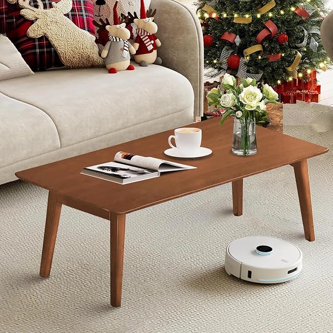 Kuabner Folding Floor Table Low Coffee Table for Sitting On The Floor Japanese Floor Table No Assembly Tatami FoldableTable for Living Room Home Office (Walnut, Small)