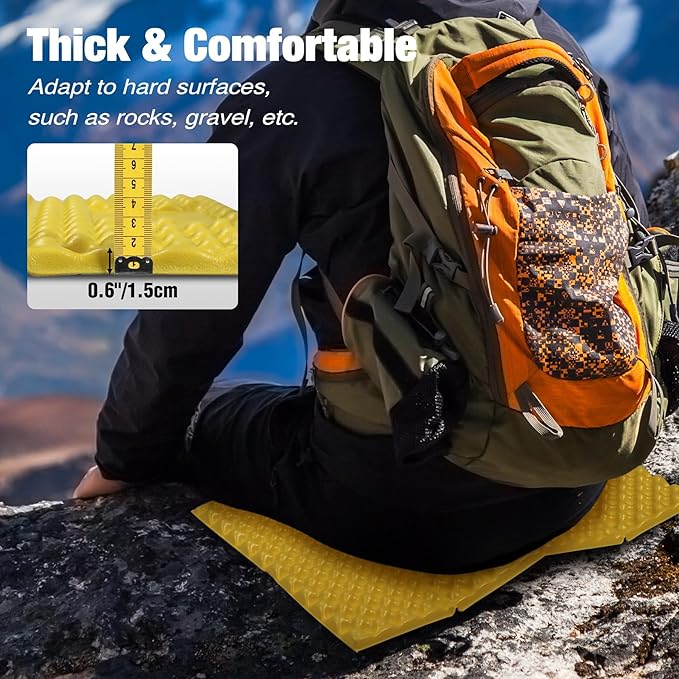 REDCAMP Foam Hiking Seat Pad, Foldable Z Ultralight Sitting Pad for Camping Backpacking Stadium Outdoor, Green/Blue/Khaki/Yellow/Black