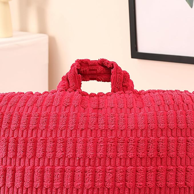 PAJEO Reading Pillow for Sitting in Bed, Large Backrest Reading Pillow with Arm Rest,Back-Rest Support Cushion for Sit Up on Couch, Sofa, and Floor, Dorm Essentials (Red Corduroy, Standard(17"))