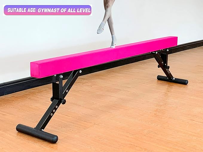 MARFULA Adjustable Balance Beam 8 ft Gymnastic Beam Adjustable Height for Kids and Teenage of All Gymnastic Levels, Gymnastic Training Beam Gymnastic Equipment for Athlete Home and Gym Club Use
