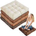 Jerify Floor Pillow Cushions 22 x 22 Inch Round Square Large Meditation Floor Pillow for Classroom Adult Meditation Picnic Party Cushion for Seating Gift Christmas(Square,Brown,4 Pcs)