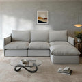 Gtilzria Waterproof Cloud Sectional Couches,High Backrest Down Filled Sofa for Living Room,94.5" Modular Sofas L-Shaped with Ottoman,Detachable Couch Covers,Light Grey