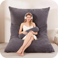5 in 1 Bean Bag Chair with A Roll Pillow,Giant Bean Bag Chairs for Adults,Ultra Soft & Machine Washable Cover,Convertible Sofa Bed Floor Couch Lounger for Living Room,Bedroom