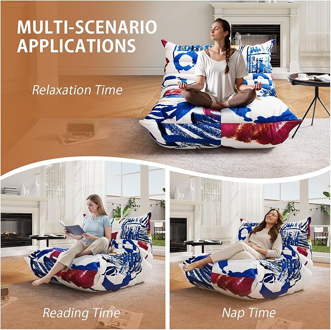 Selyteramy Oversized Bean Bag Chairs for Adults, Giant Beanbag Chair with Memory Foam, Comfy Lounge Chair Lazy Sofa for Apartment, Living Room, Bedroom, Office(Knit Fabric)
