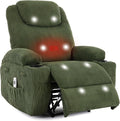 Massage Recliner Chair with Heat - Ultra-Comfortable Reclining (135° Adjustable), Dual Cup Holders & Side Storage Pockets, Easy Tool Assembly, Dark Green