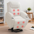 Furmax Electric Power Lift Recliner Chair with Massage for Elderly Corduroy Fabric Recliner Single Sofa with Cup Holders, Side Pockets and Remote Control for Living Room Bedroom (White)