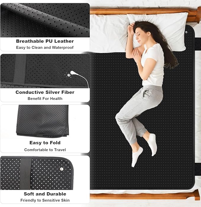 Grounding Mat for Bed,27 * 78 in Grounding Mat Queen Size with Grounding Tester Pen,Grounding Mattress Pad for Improved Sleep (27 * 78 in)