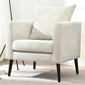 QKFF Barrel Accent Chair with Back Pillow, Large Upholstered Armchair with Solid Wood Legs Modern Reading Chairs for Living Room Bedroom