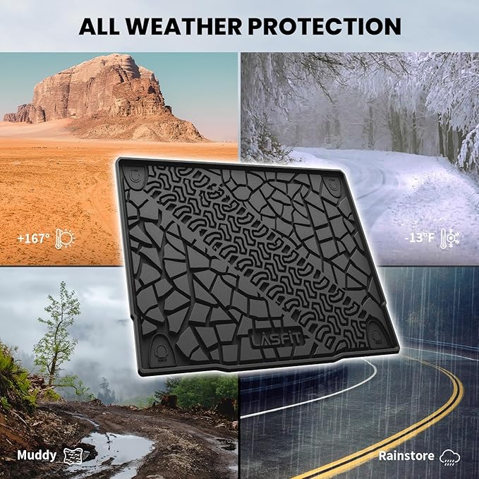 LASFIT Cargo Liner for Ford Bronco 4-Door 2025 2024 2023 2022 2021(Fit for 4-Door Only, Not Fit Sport) All Weather Custom Fit TPE Car Floor Liner, Cargo Area Protector, 1pc Black