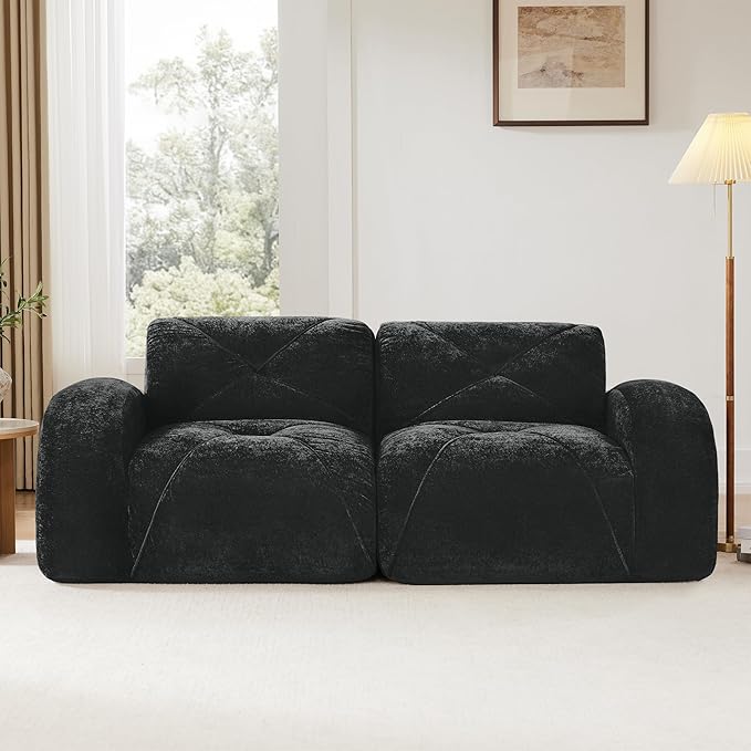 Modular Sectional Sofa with Free Combination,Boneless Floor Couch for Small Spaces, Living Room & Lounge,Velvet 2-Seater Sectional Couch with Comfortable Deep Seat,No Assembly Needed