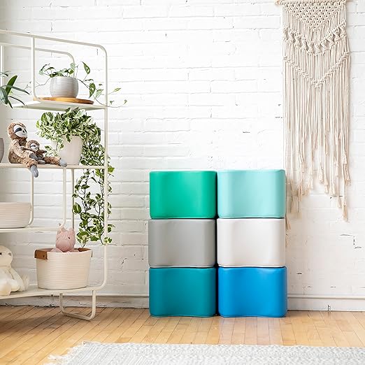 ECR4Kids SoftZone Toddler Modular Stool Set, Flexible Seating, Contemporary, 6-Piece