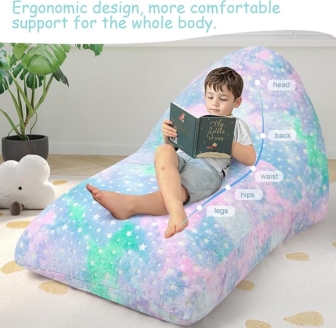 COMAX Bean Bag Chairs for Kids 8-12, Large Kid Beanbag Chair with Filler, Big Toddler Lounge Bean Chair, Children Lazy Floor Lounger for Girls Boys, Colorful Star