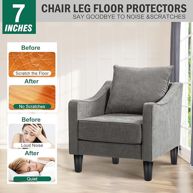 FoDau770 Black Rubber Wood Furniture Legs 7 Inches, Straight Tapered Wood Feet Mid Century Sofa Legs Set of 4, 5/16" UNC Furniture Feet Replacement Parts for Cabinet Couch Dresser Chair Ottoman Table