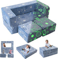 MeMoreCool Modular Kids Sofa, Glow in The Dark Space Kids Play Couch Sofa, Blue Fold-Out Foam Lounger Chair for Girls and Boys, Bedroom and Playroom
