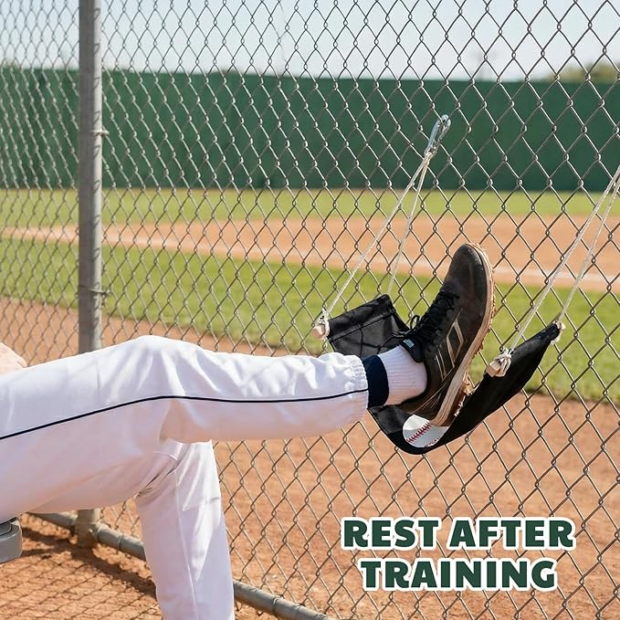 Gerrii Baseball Hanging Footrest Board Portable Foot Rest Baseball Mom Must Haves Black Canvas Pad with Metal Spring Clips Portable Step Pad for Dugout or Outdoor Field Fence