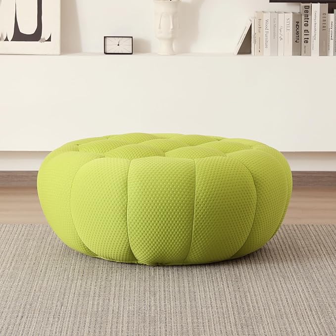 JACH 41.24'' Modern Lazy Floor Ottoman, Bubble Footstool, Upholstered Mesh Fabric Bubble Couch Sofa, 3D Honeycomb Shape Ottoman for Living Room, Office, Apartment, Small Space (Fluorescent Green)